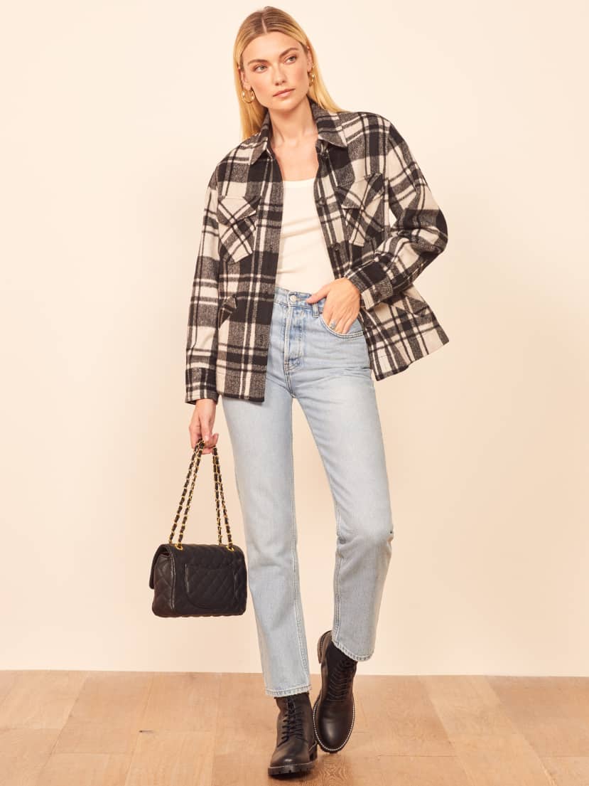 reformation plaid coat
