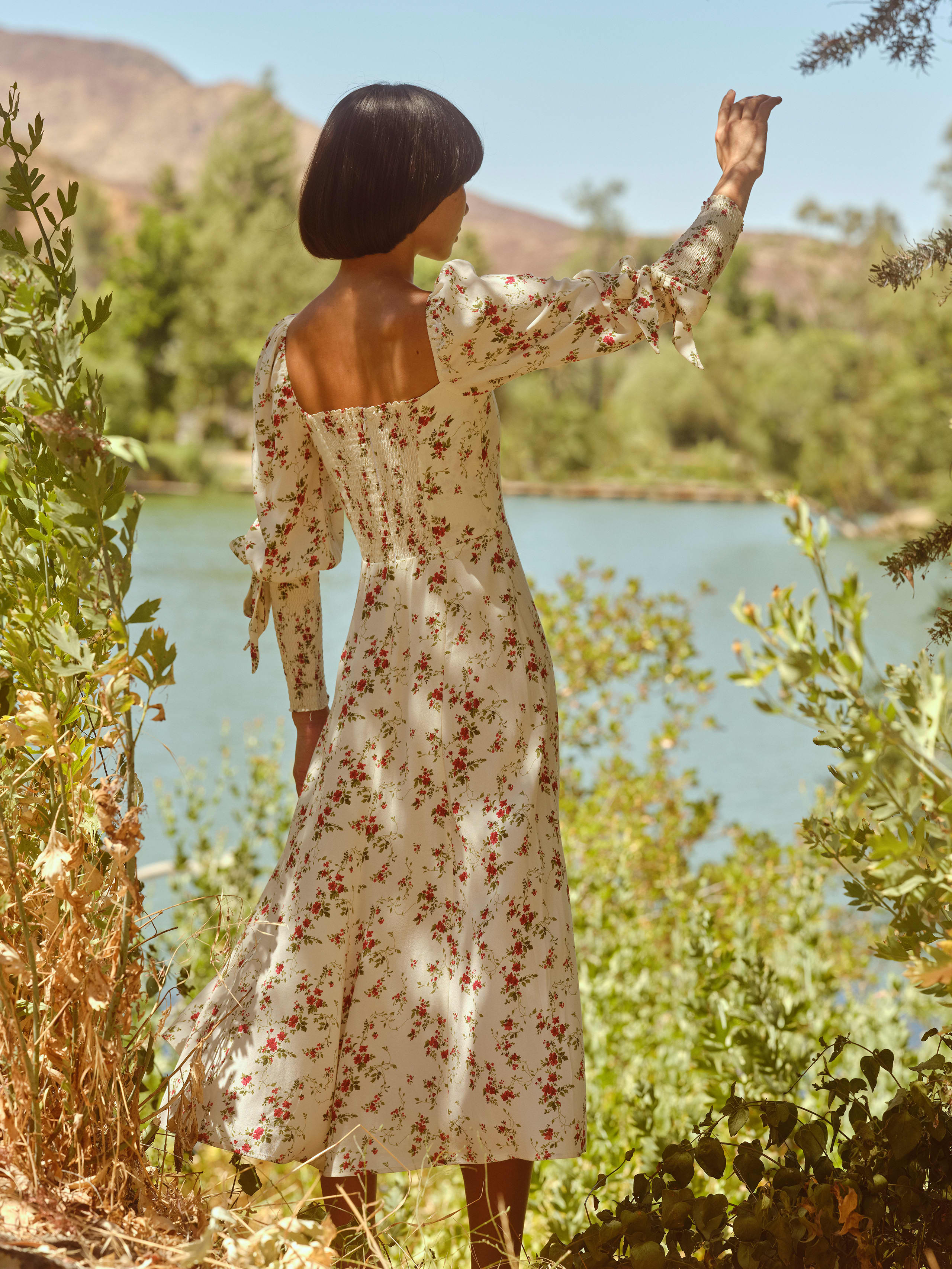 Aubrey Dress - Long Sleeve Midi Crepe | Reformation