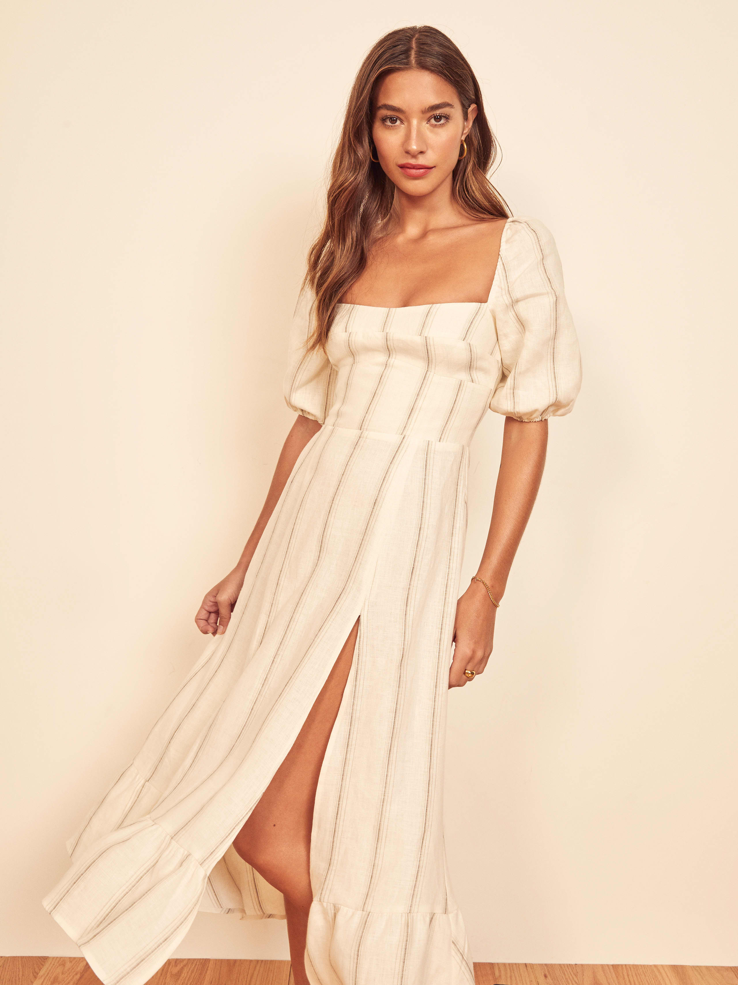 Belgium Dress Short Sleeve Midi Linen Reformation