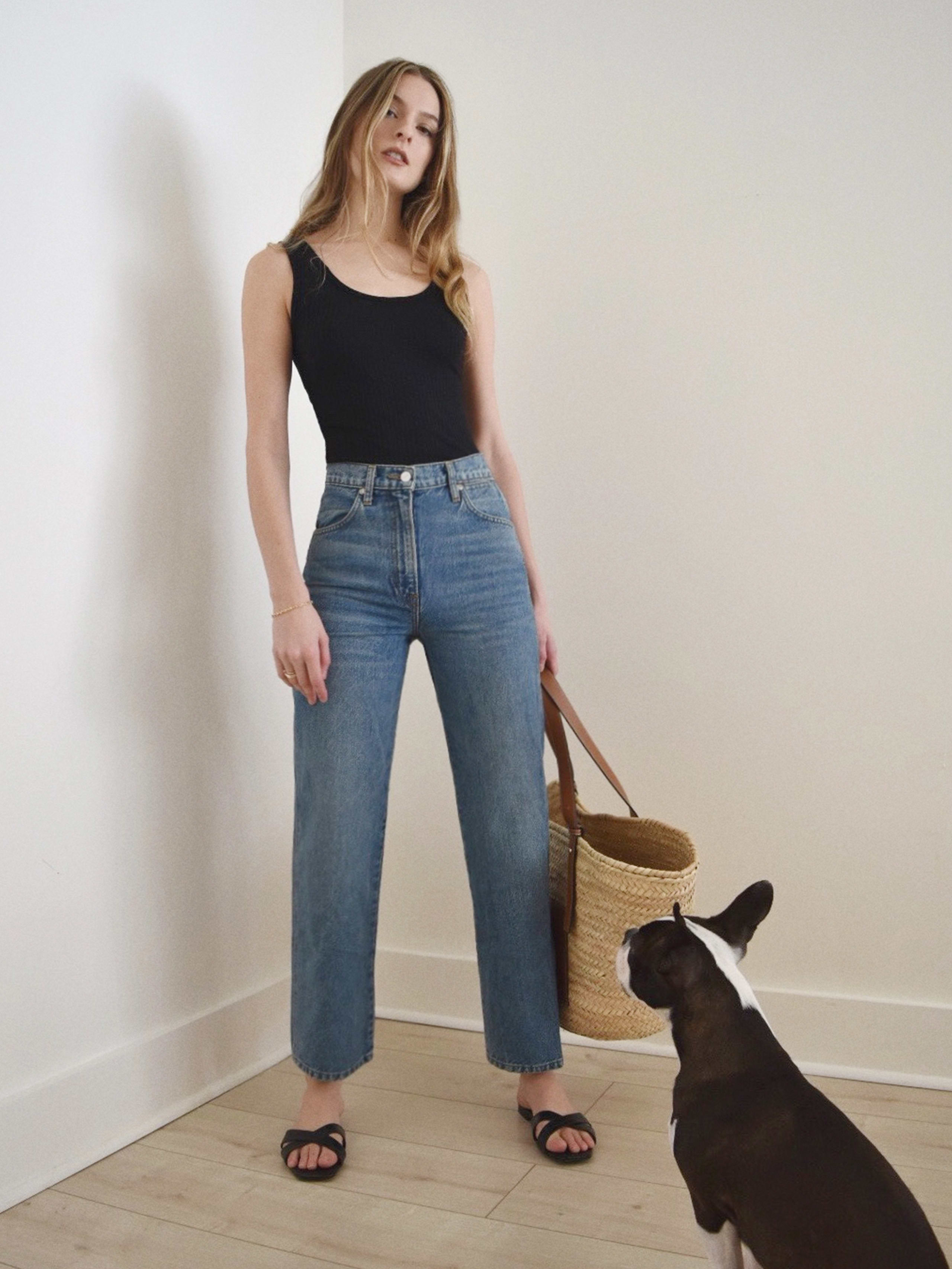 reformation cowboy high rise straight jeans