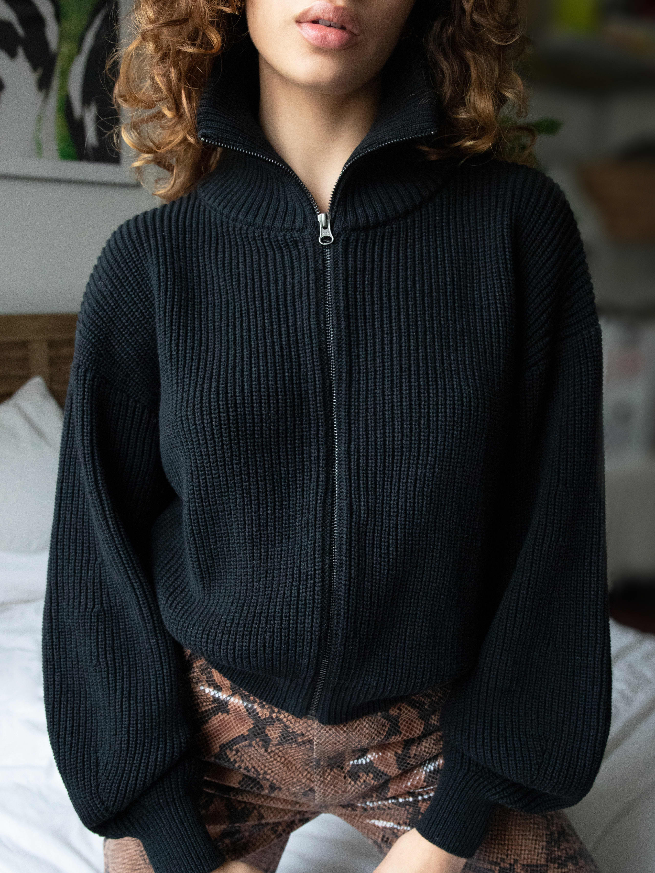 Black Dani Full Zip Cardigan