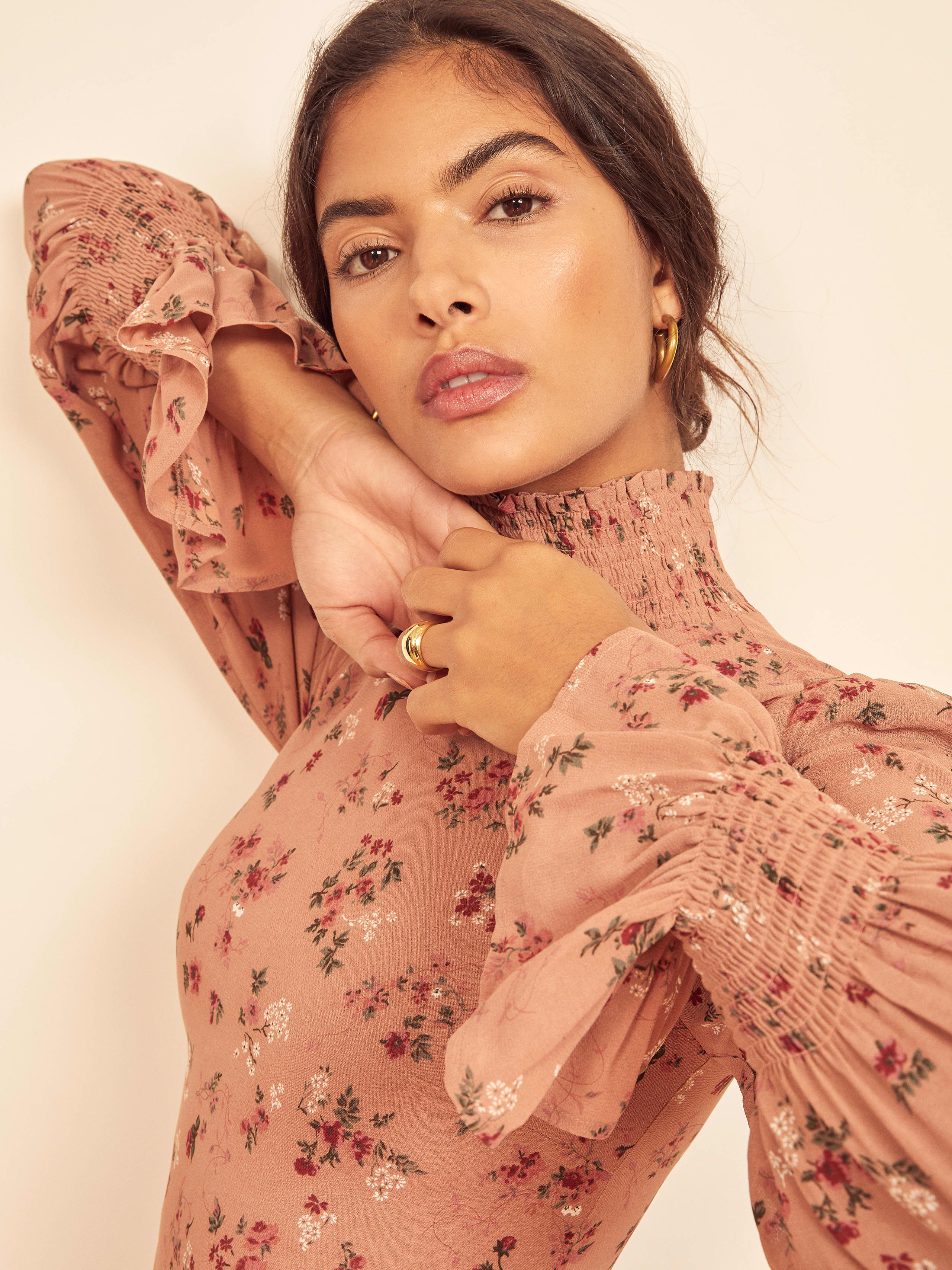 galena long sleeve midi dress reformation