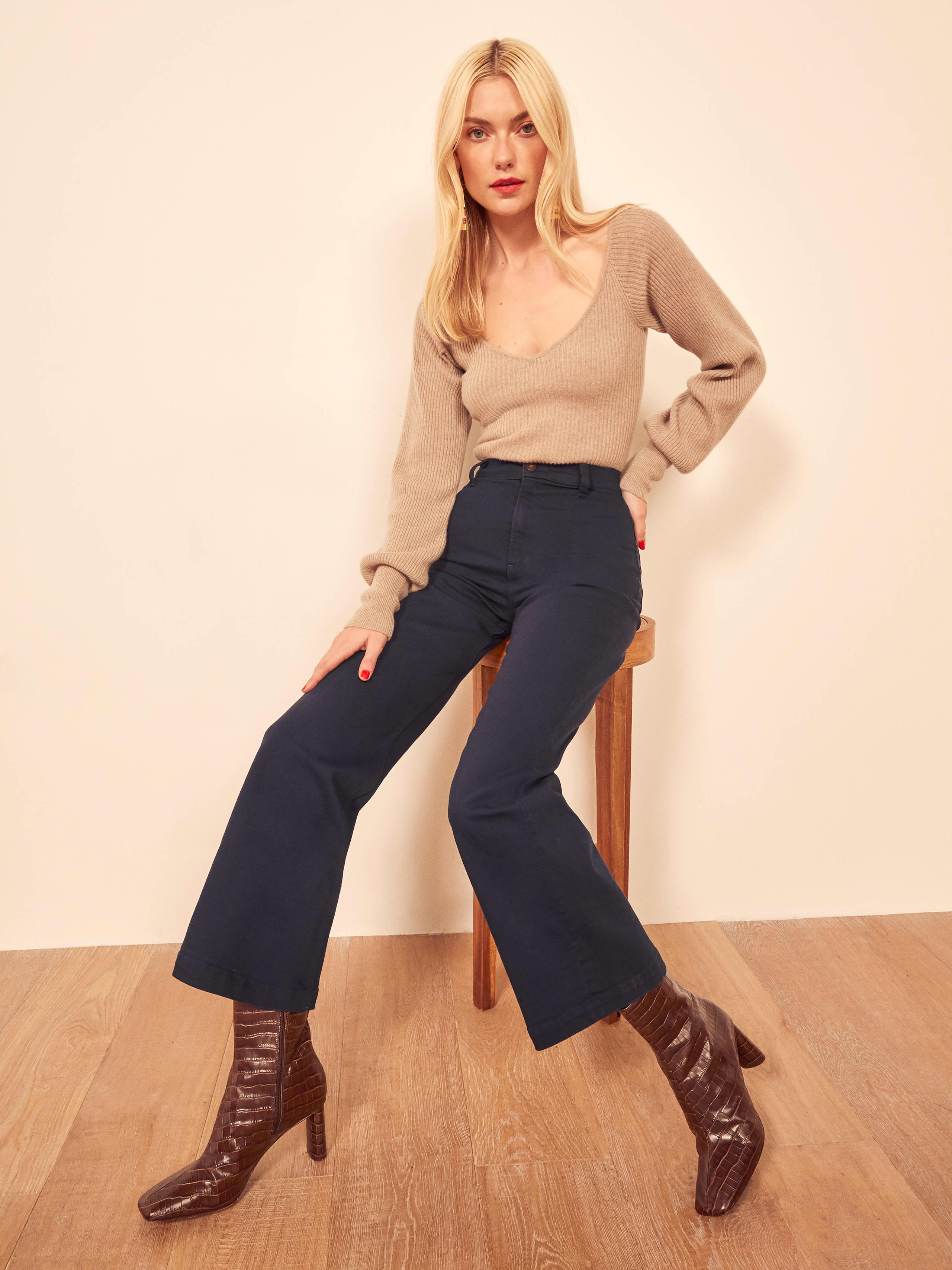 wide leg heeled boots