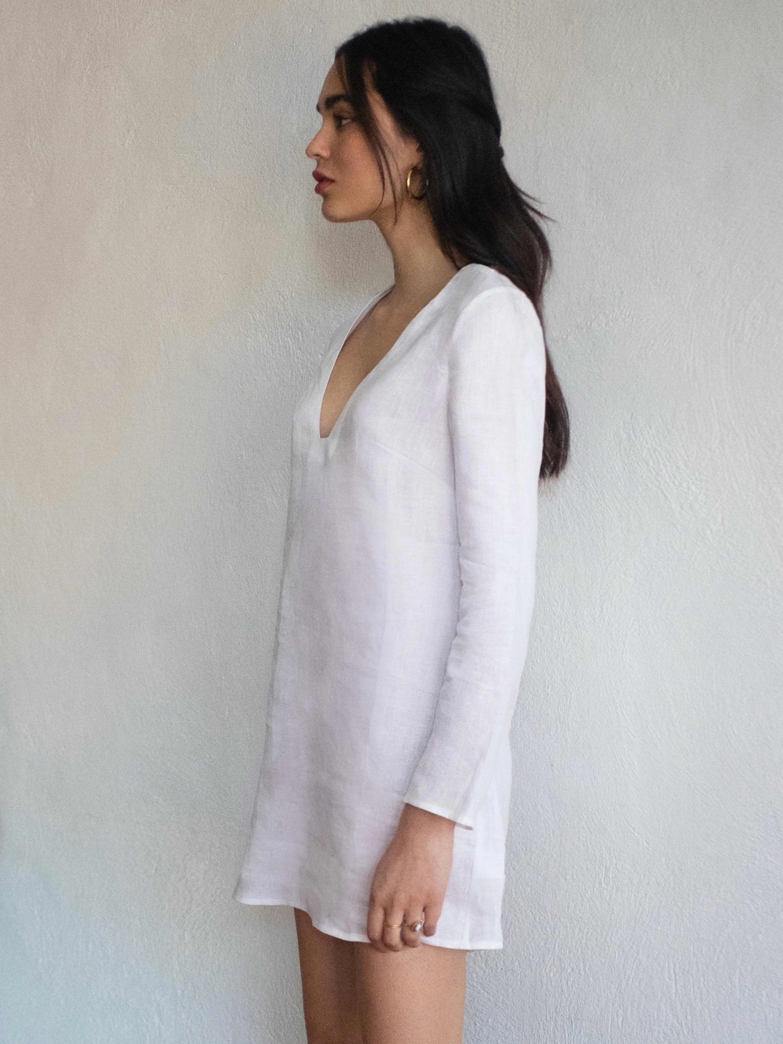 Ostuni Dress - Long Sleeve Mini Linen | Reformation