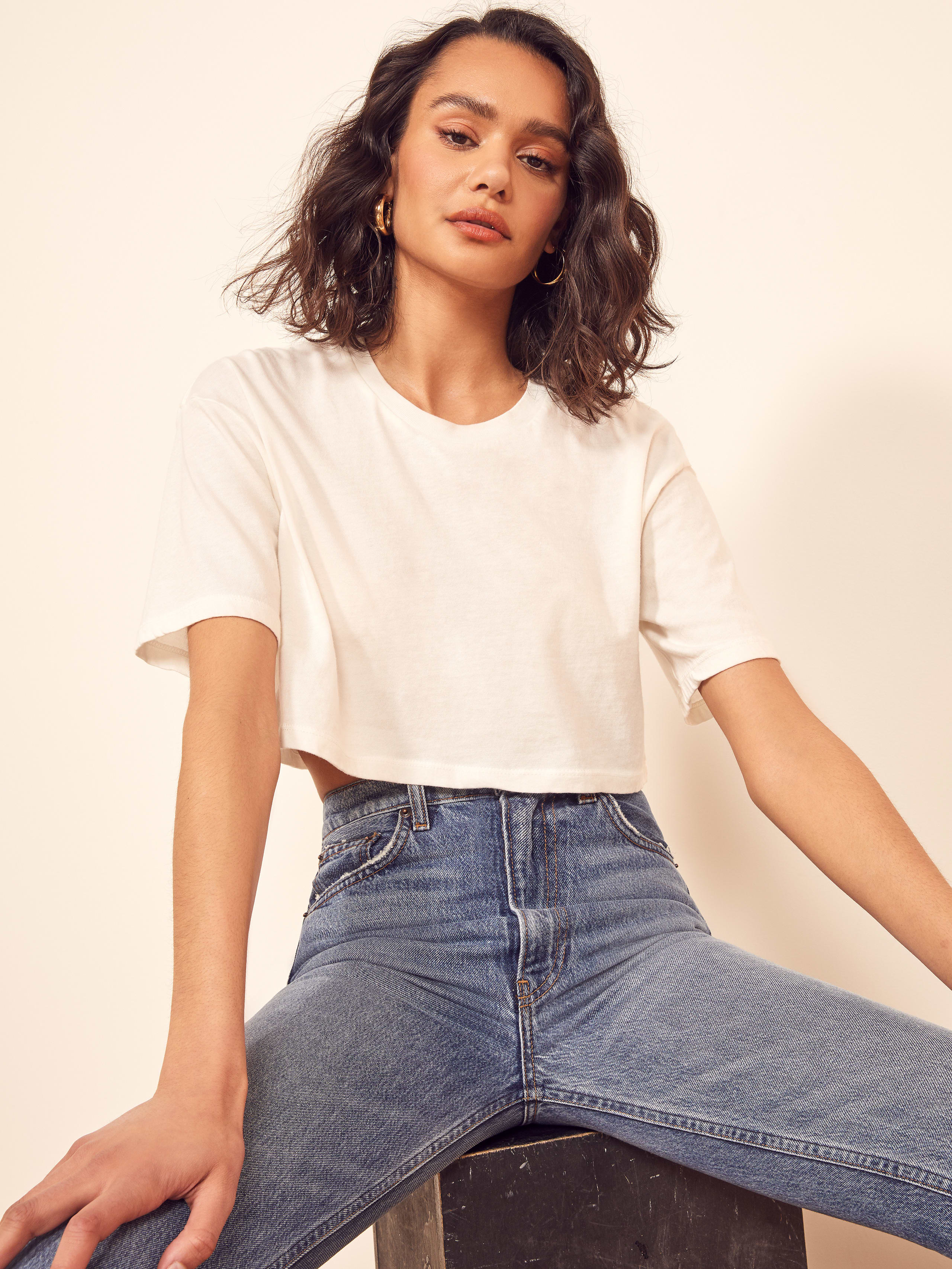 White Riley Crop Tee