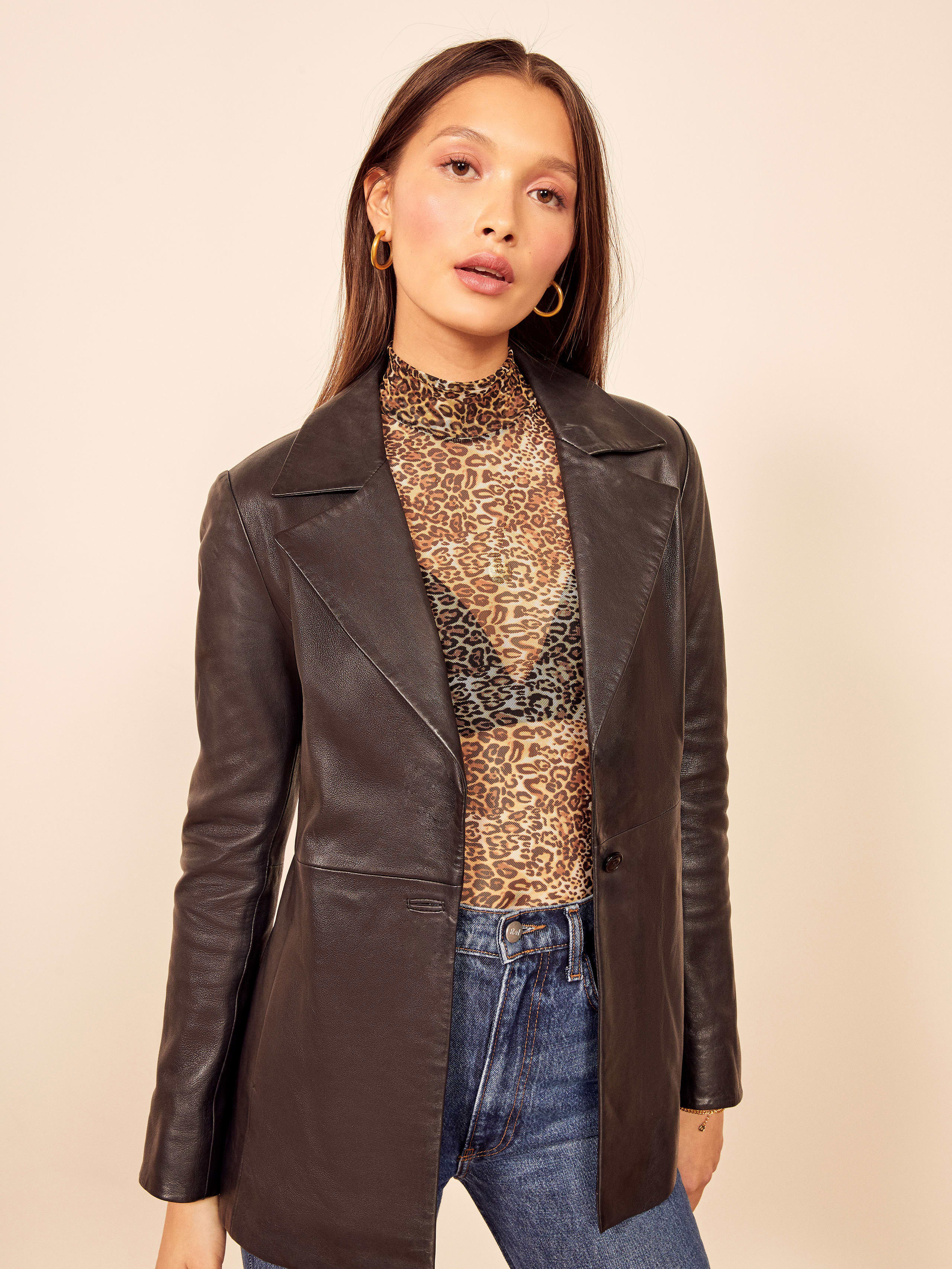Veda Bowery Leather Blazer - Long Sleeve Leather | Reformation