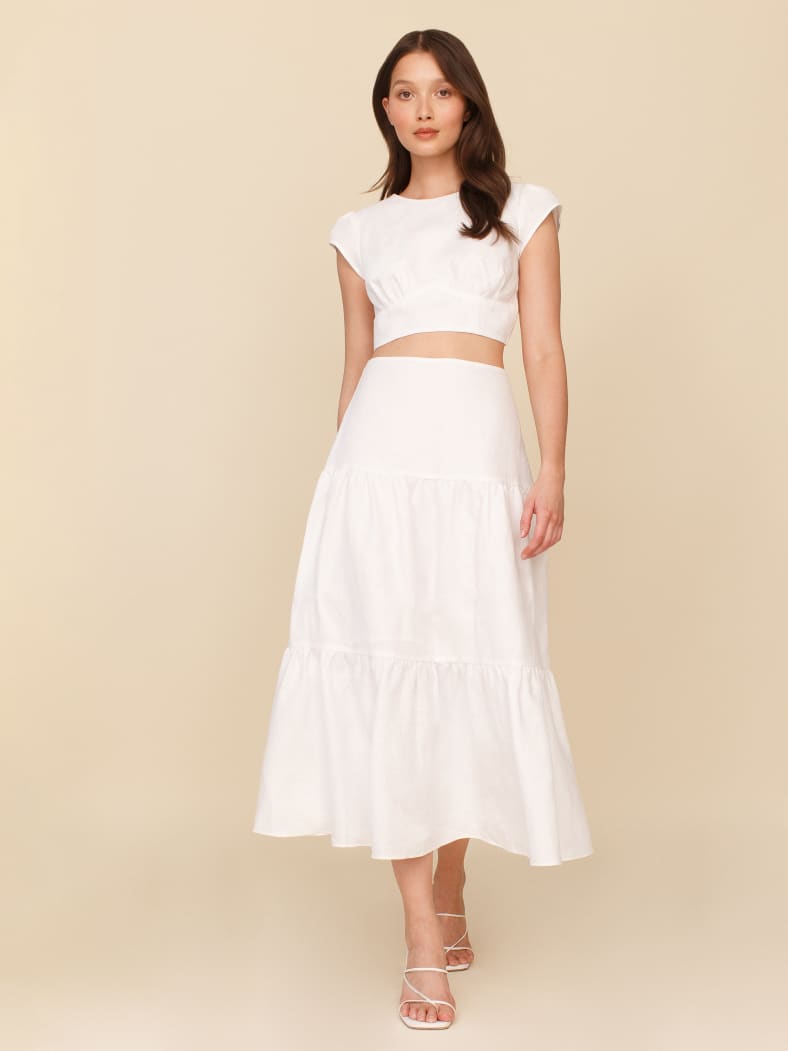 white linen dress skirt