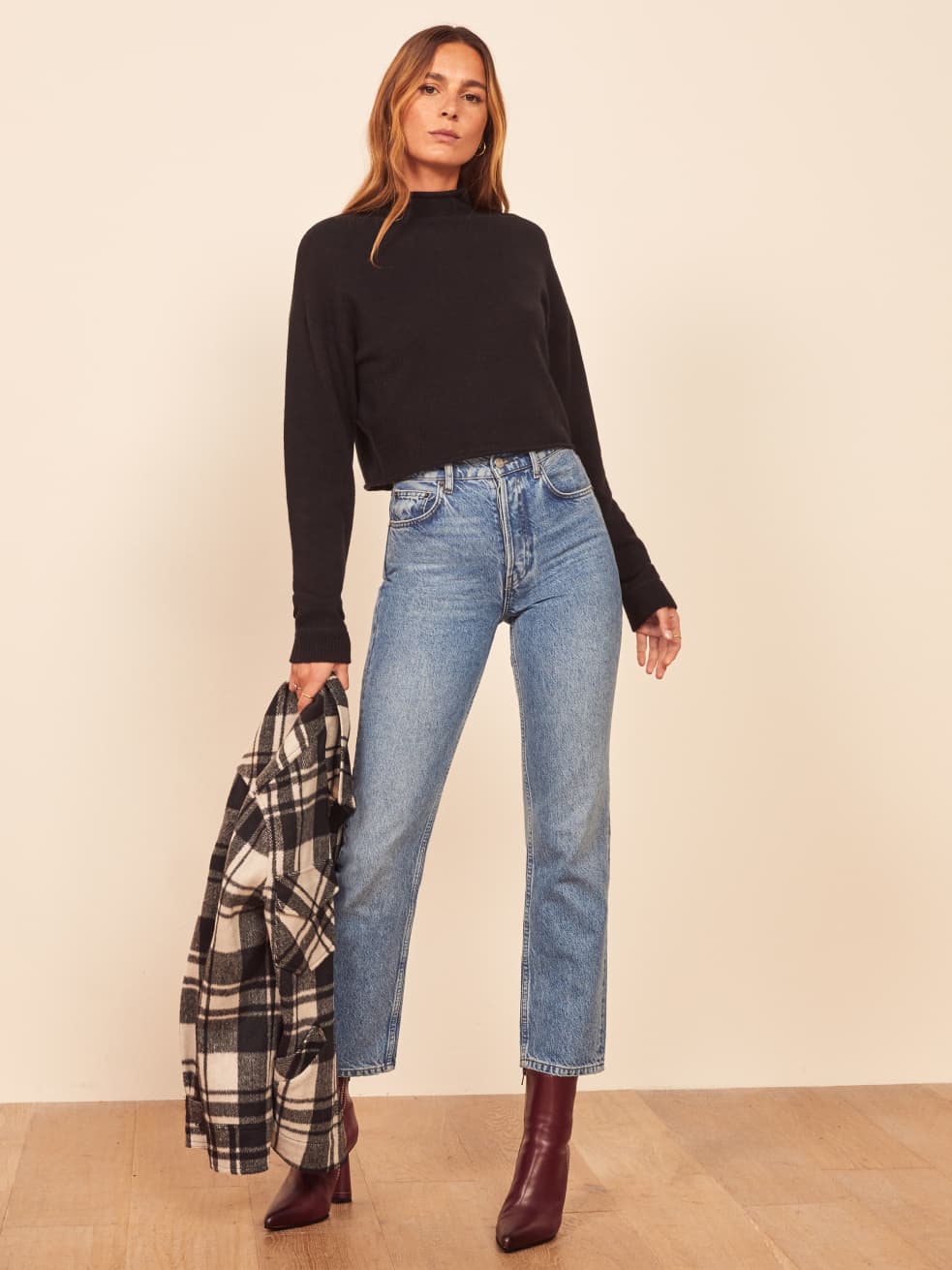 cropped mock neck sweatshirt
