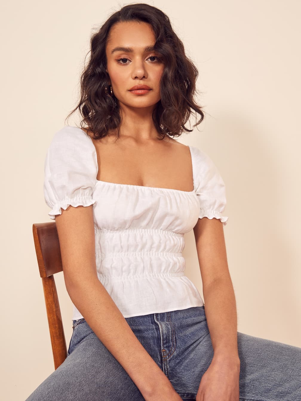 reformation smocked top