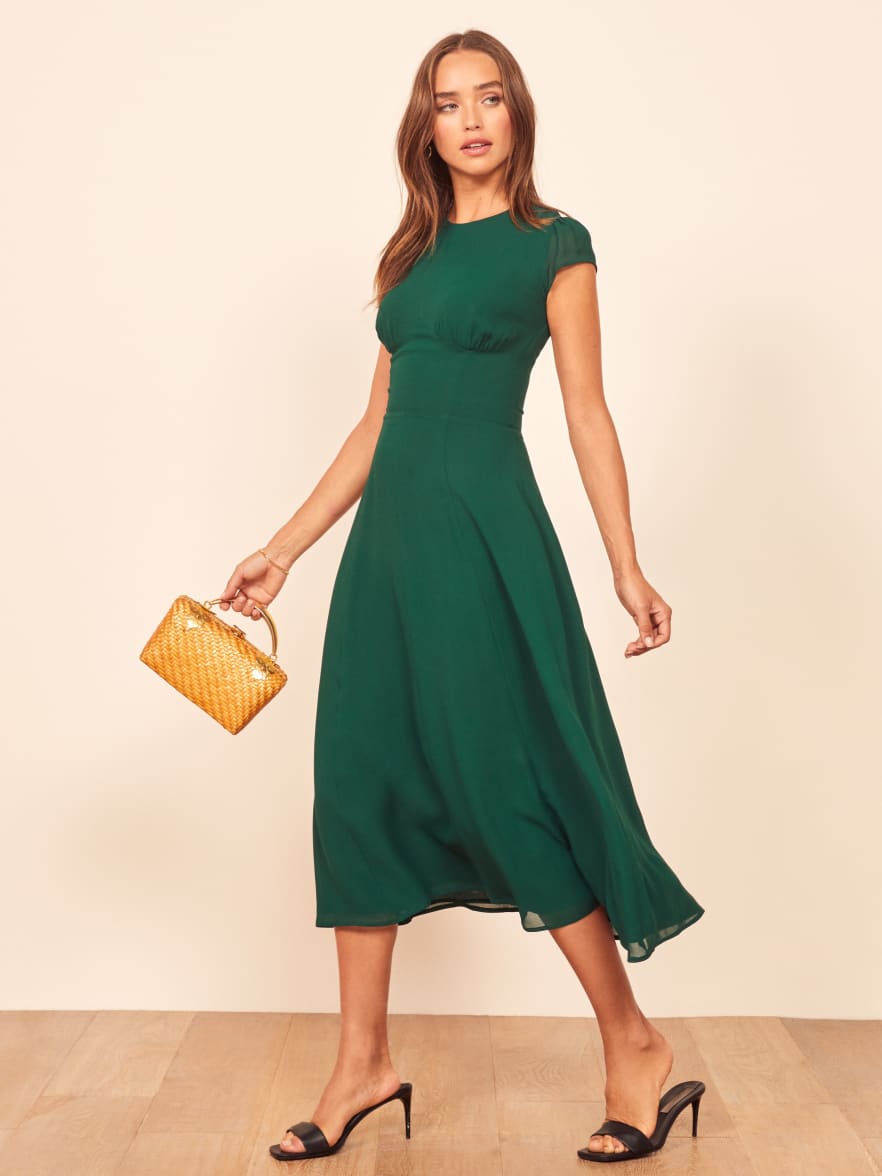 Reformation Dress Green Factory Sale ...