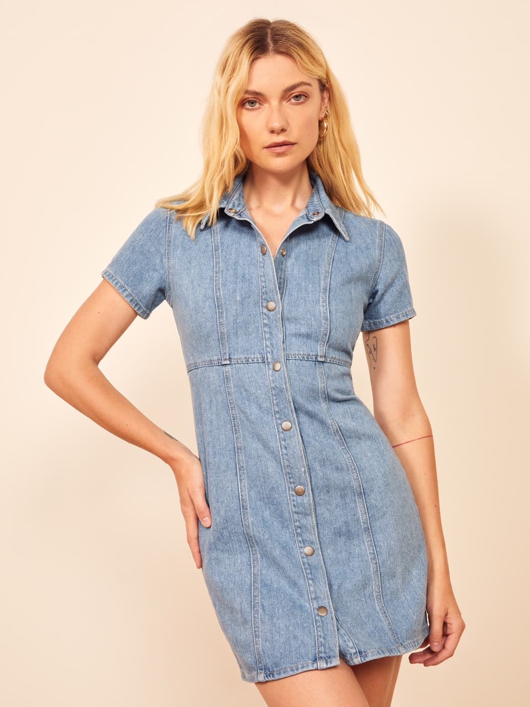 reformation denim dress