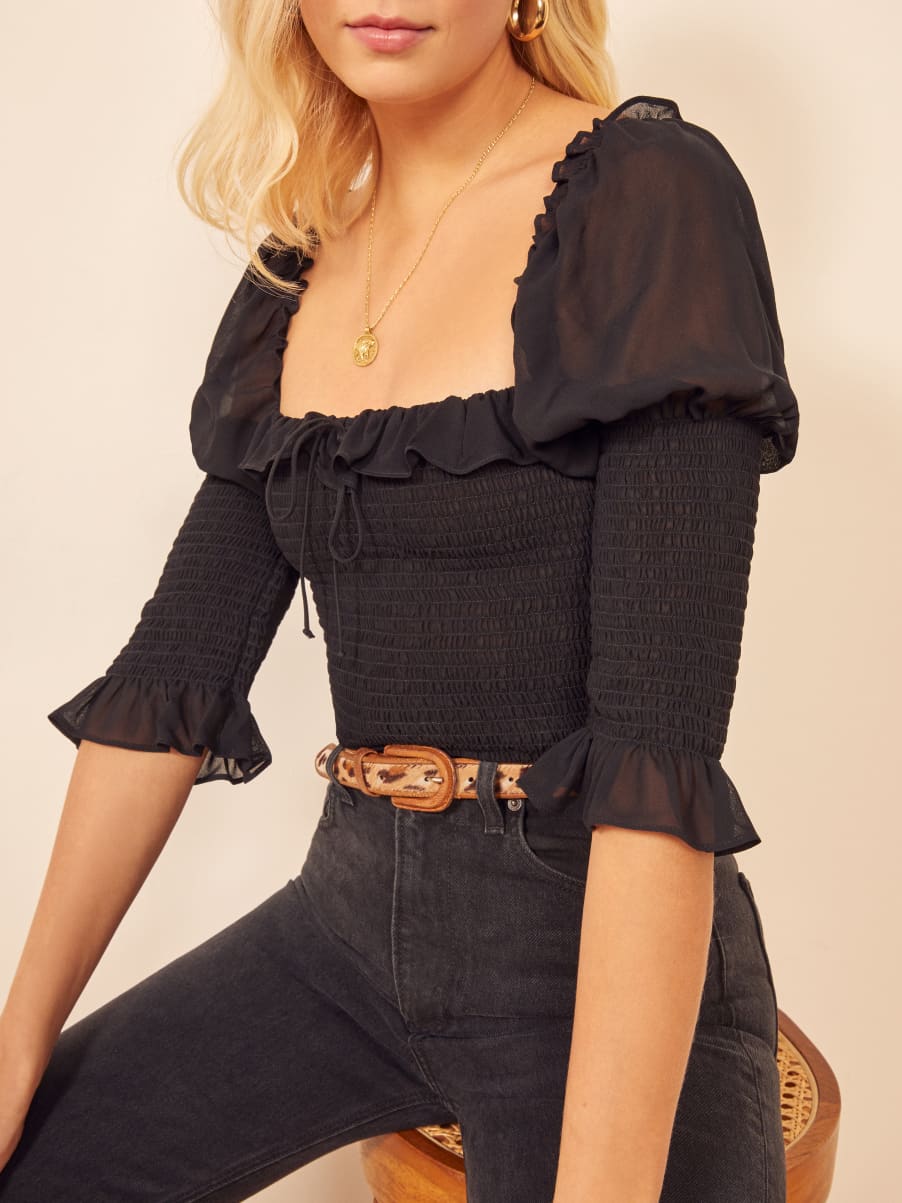 reformation smocked top