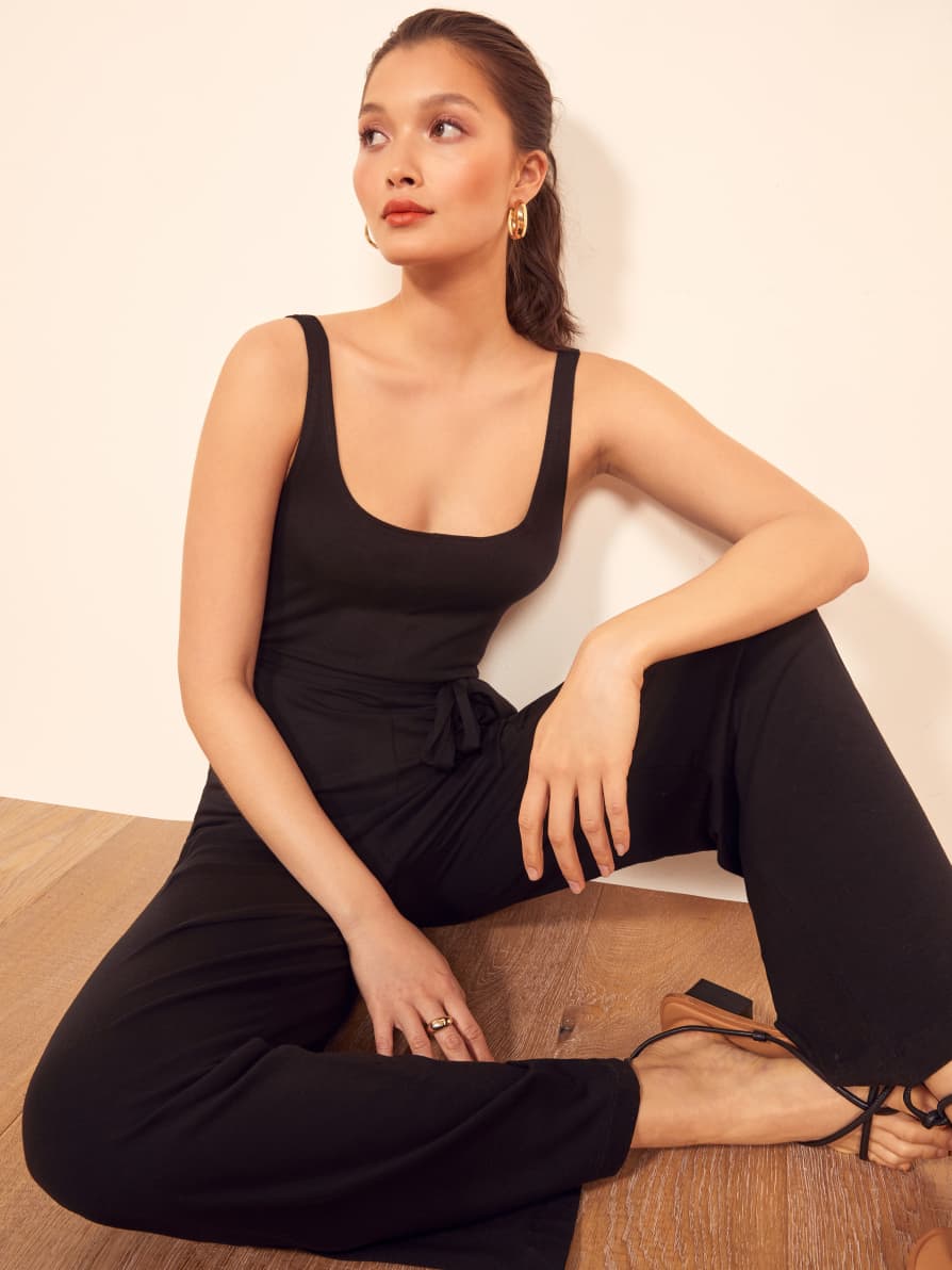reformation black jumpsuit