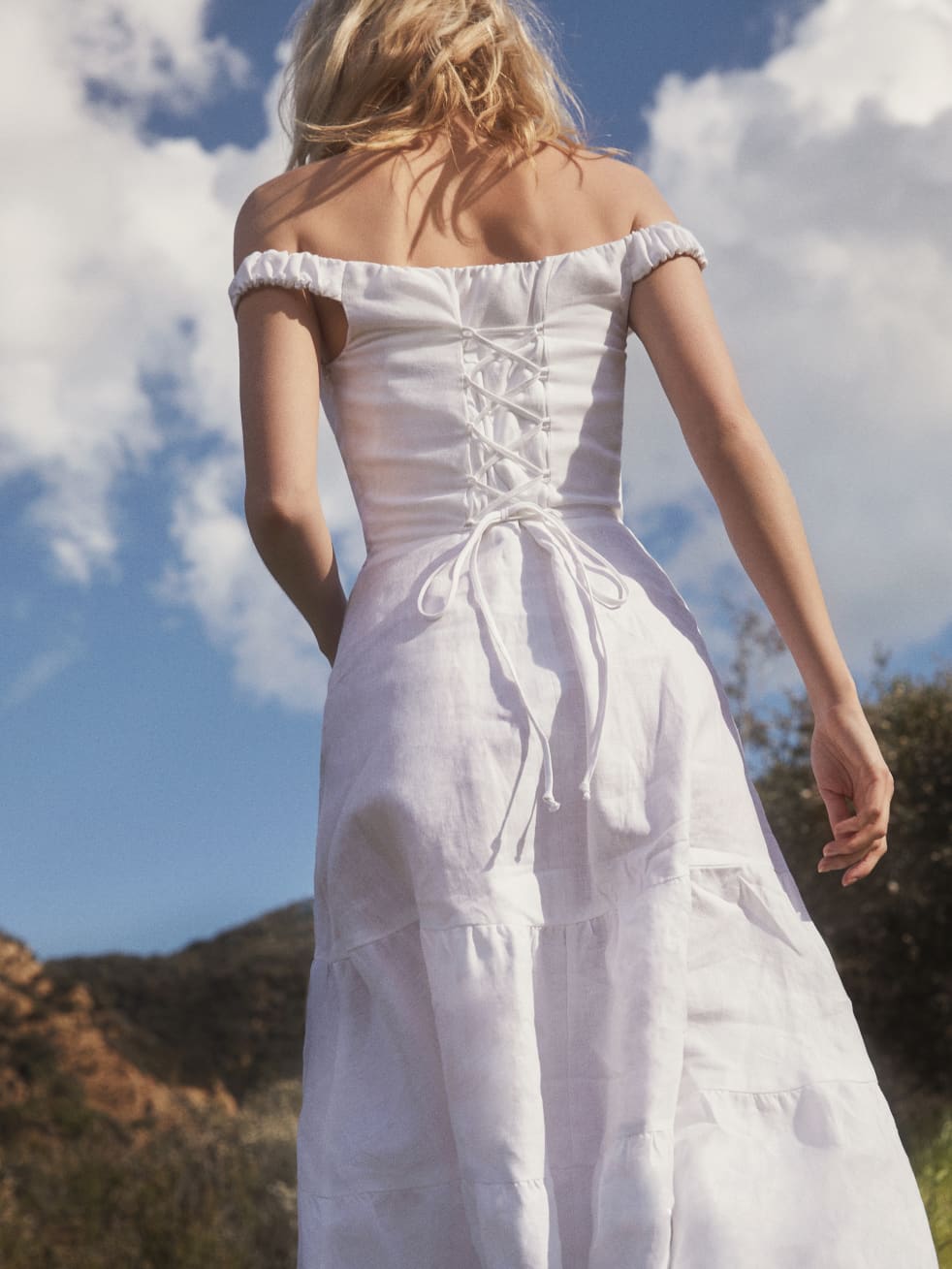 lace up back white dress