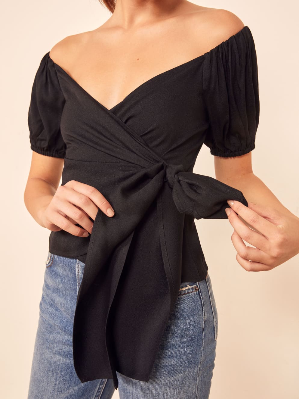 reformation off the shoulder top