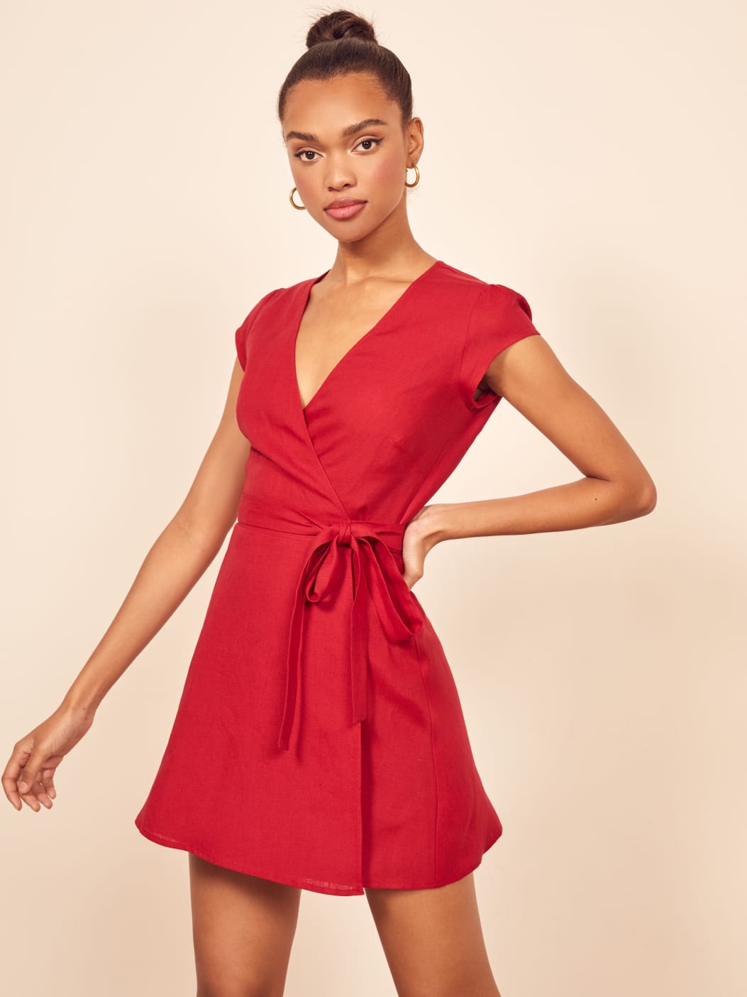 reformation red linen dress