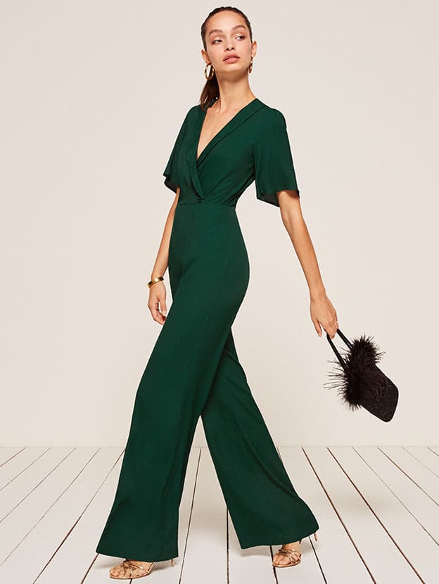 reformation green jumpsuit