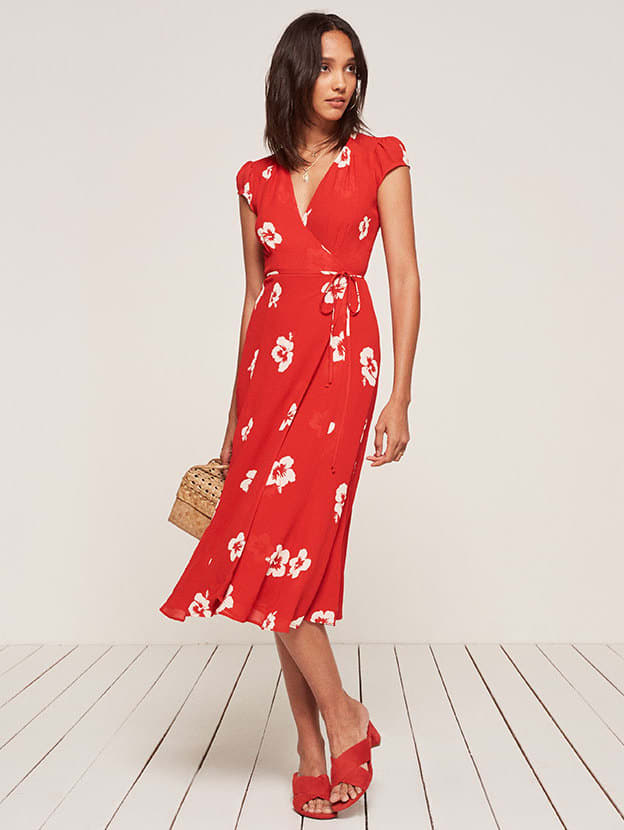 Nwt Reformation Adrian Dress With Slit Red Size M $118.00 