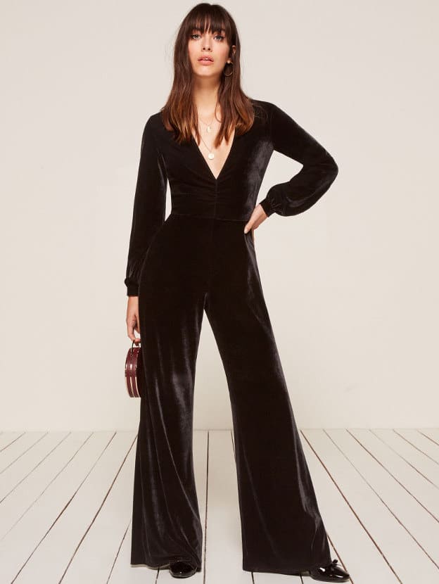 reformation velvet jumpsuit