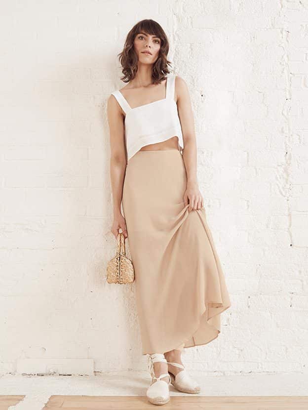 reformation maxi skirt