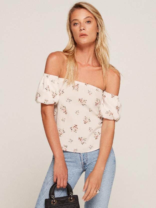 reformation off the shoulder top