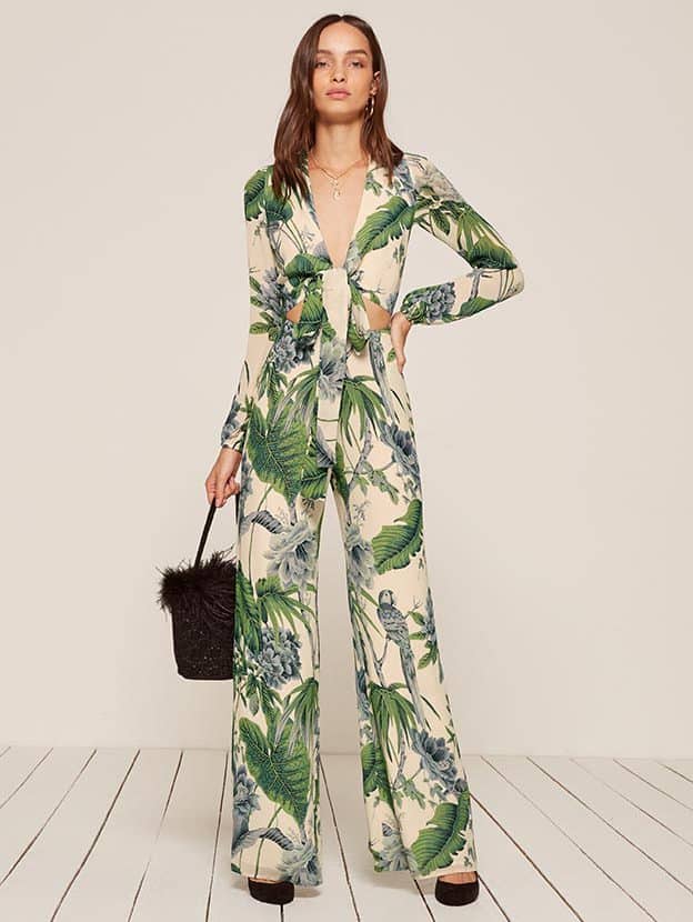 reformation floral jumpsuit