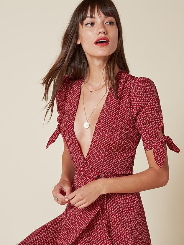 reformation red wrap dress