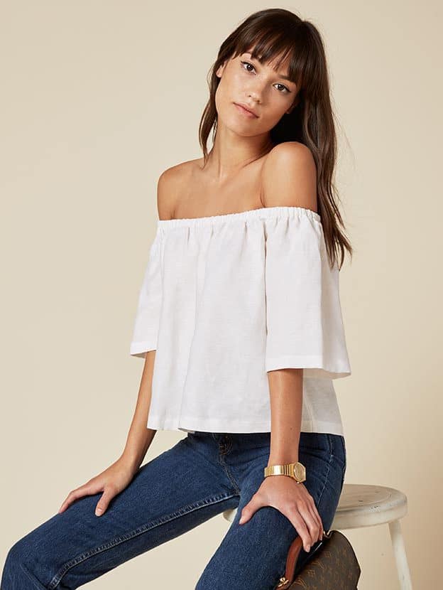 reformation off the shoulder top