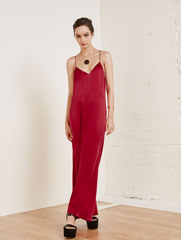 red slip dress