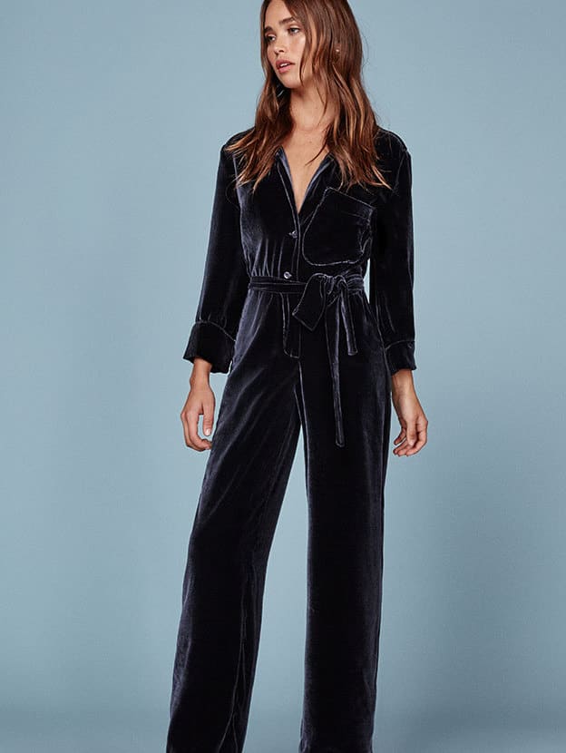 reformation velvet jumpsuit