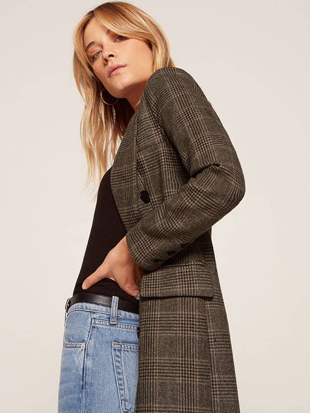 reformation plaid coat