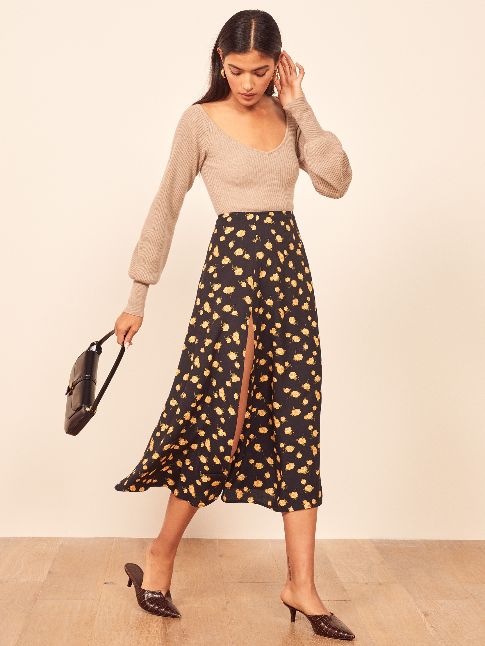 Zoe Skirt - Midi Crepe | Reformation