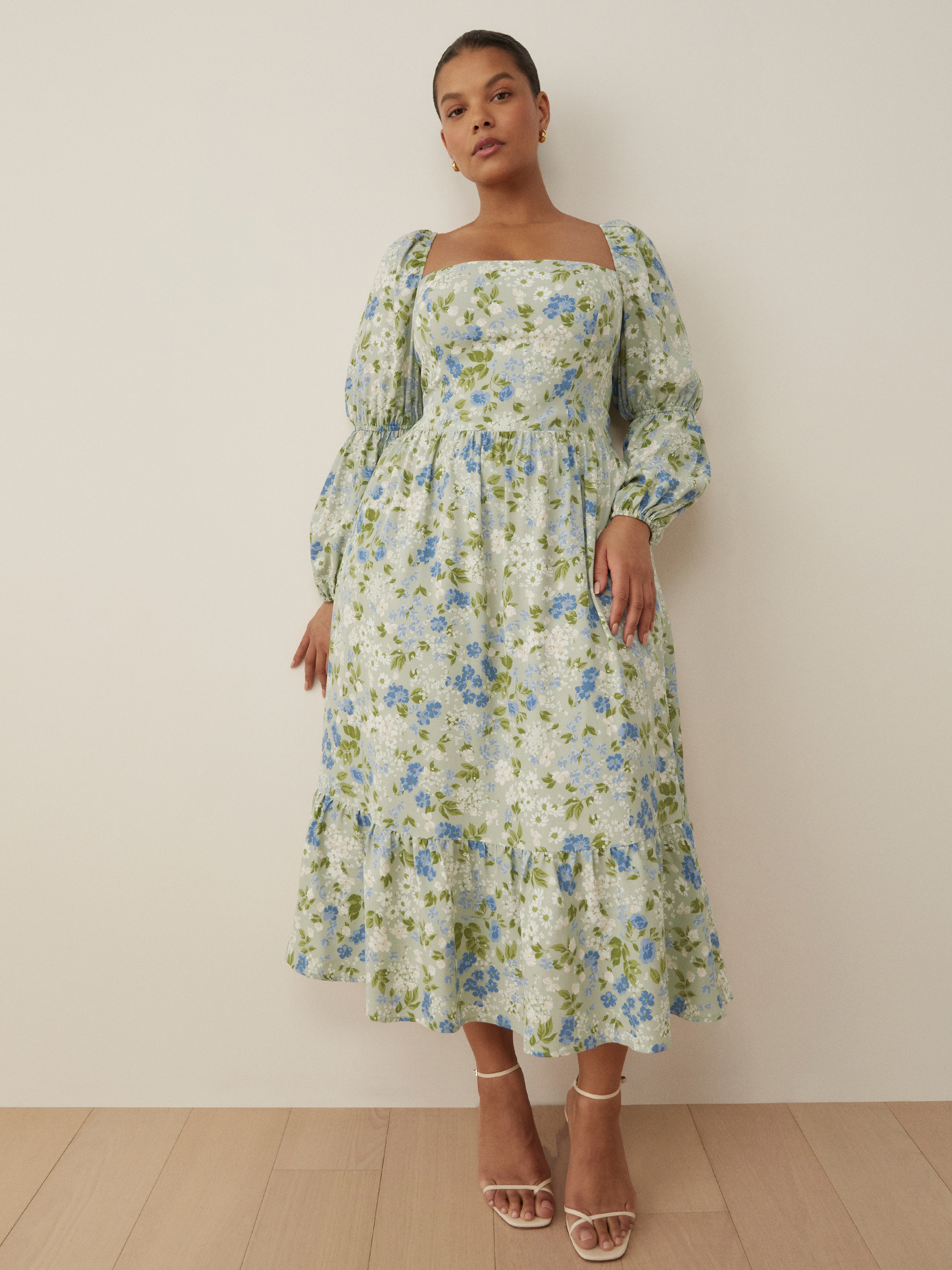 Mica Dress Es - Long Sleeve Midi Crepe 