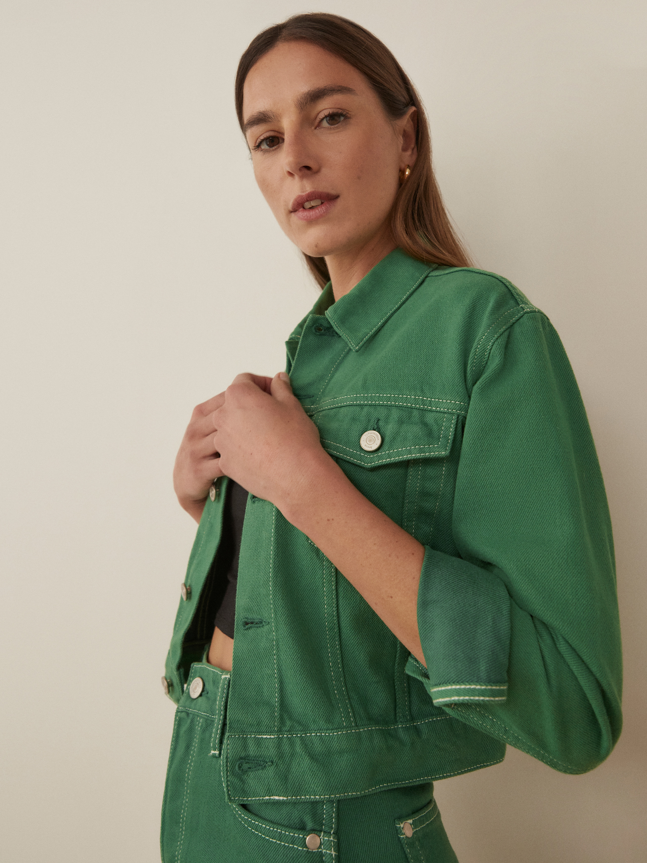 light green denim jacket