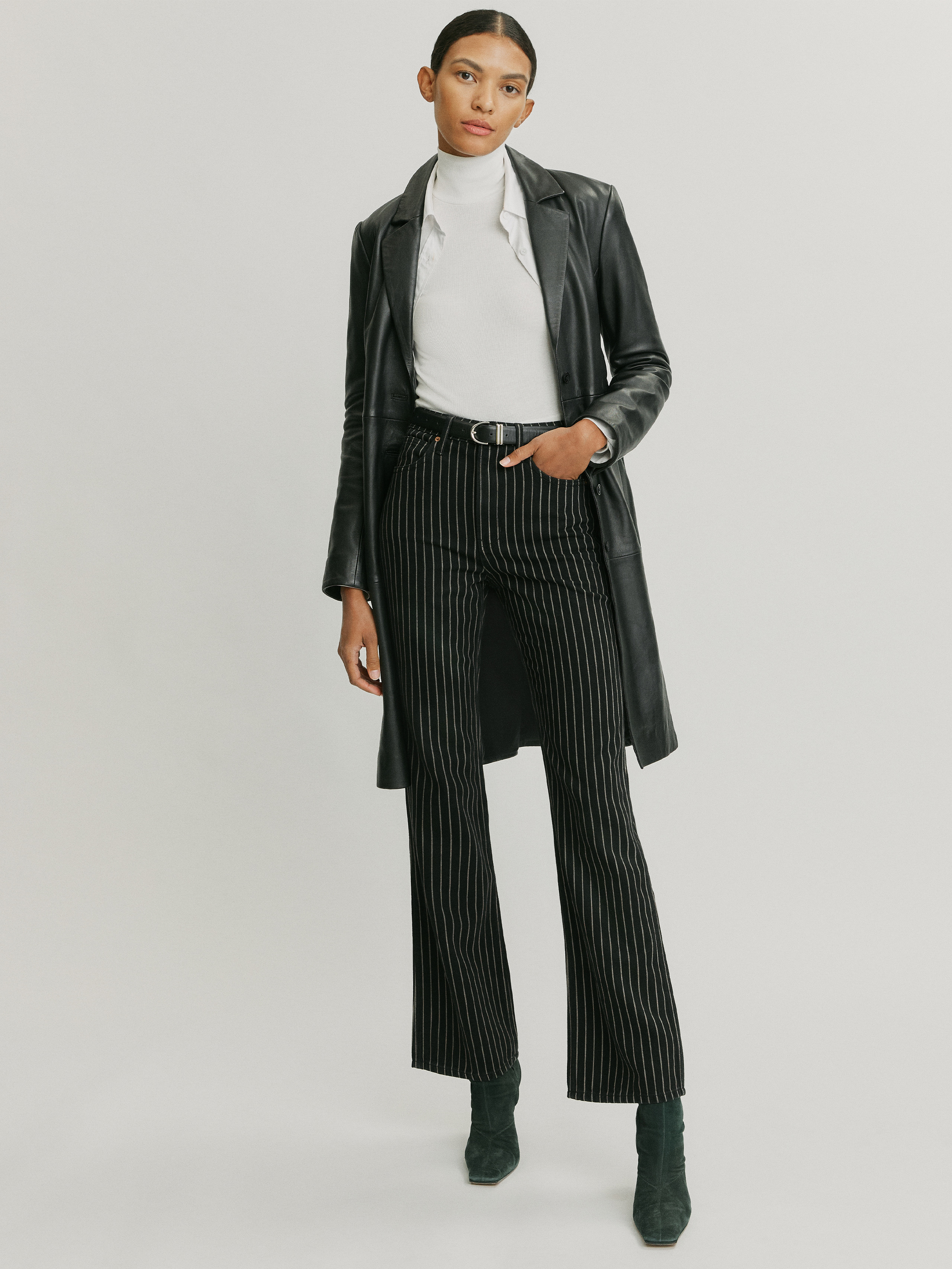 Georgia Pinstripe High Rise Flare Jeans 