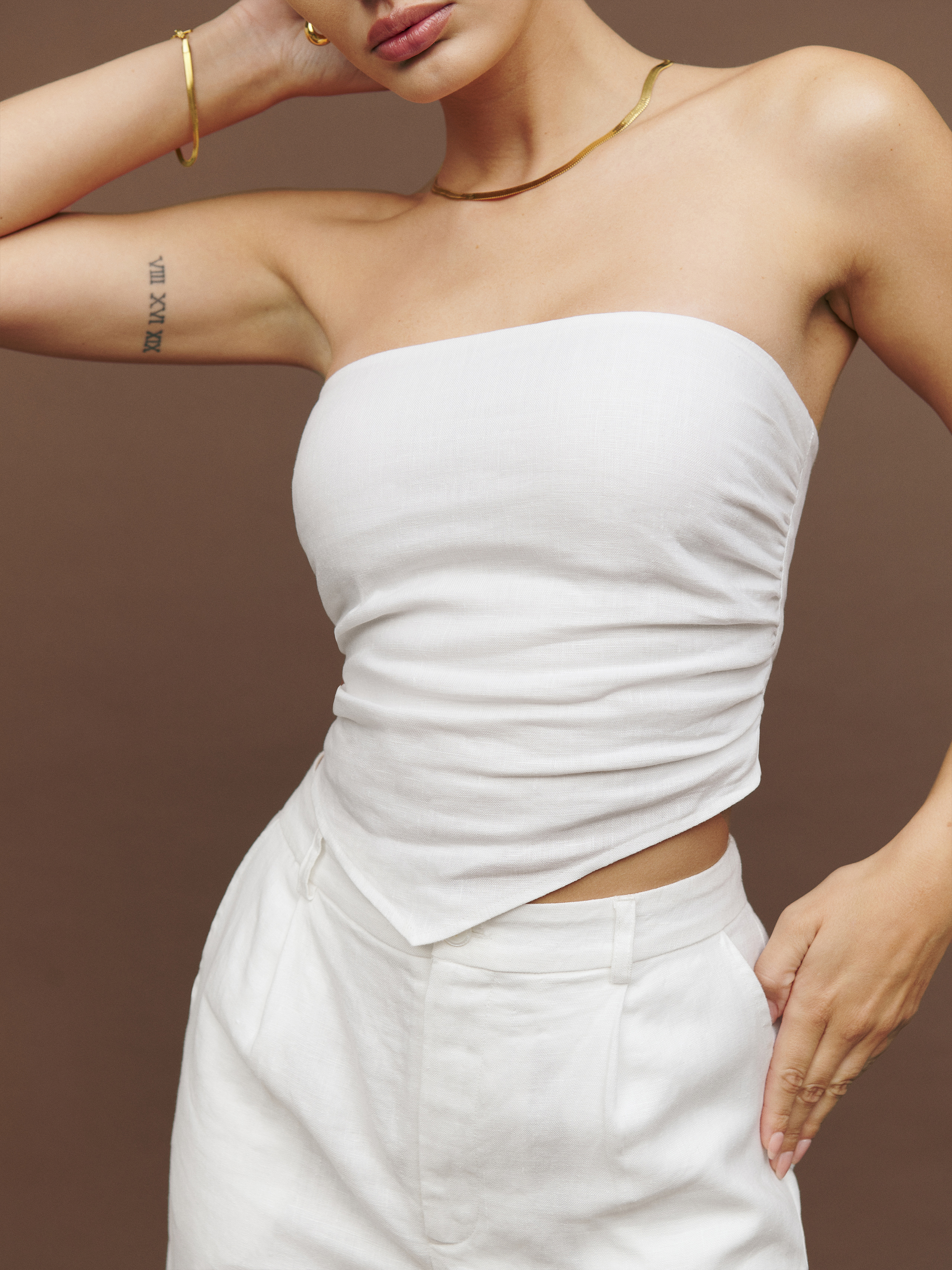 Dillon Top - Strapless Linen | Reformation