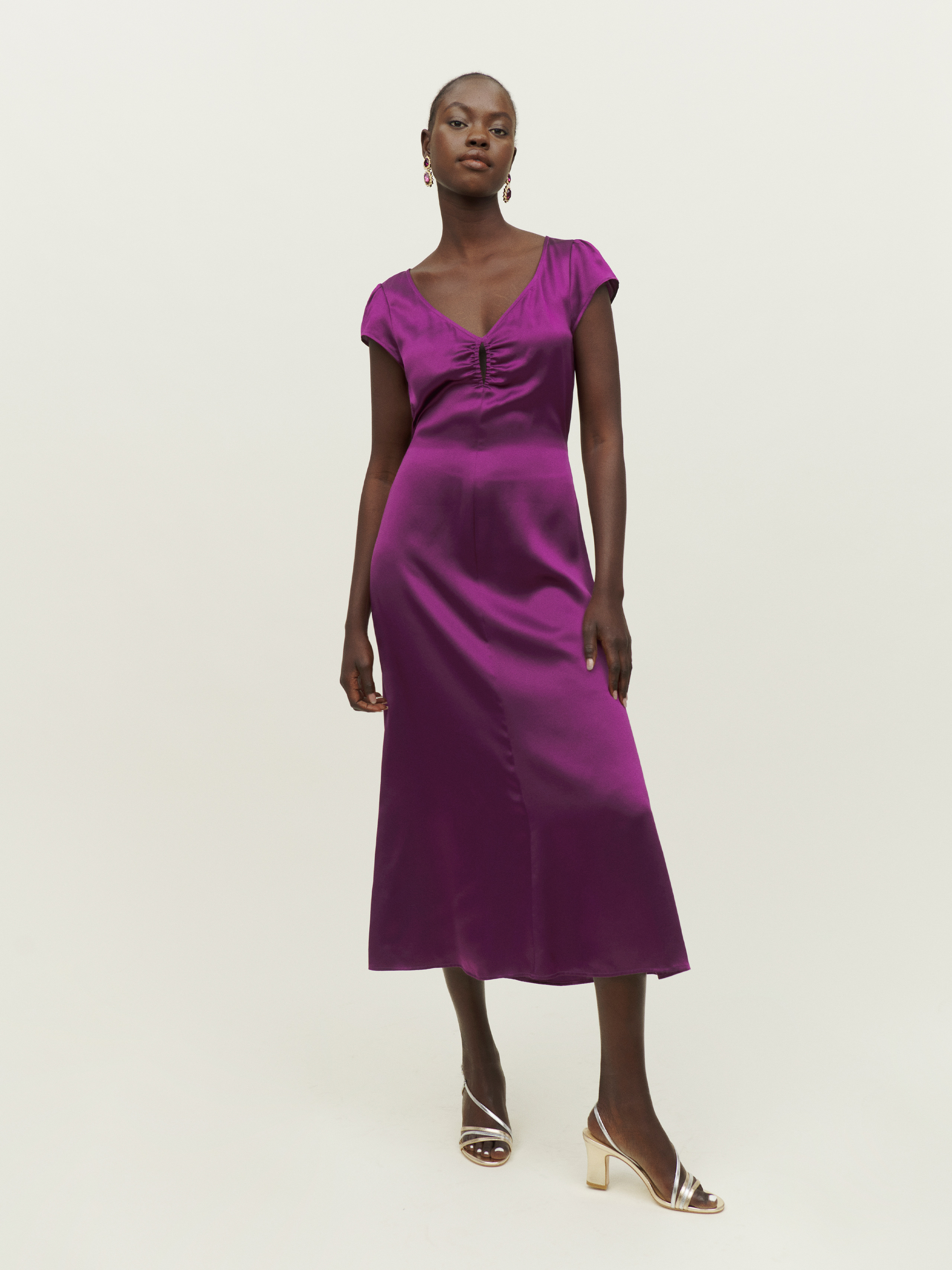 Scottie Dress - Cap Sleeve Midi Silk 